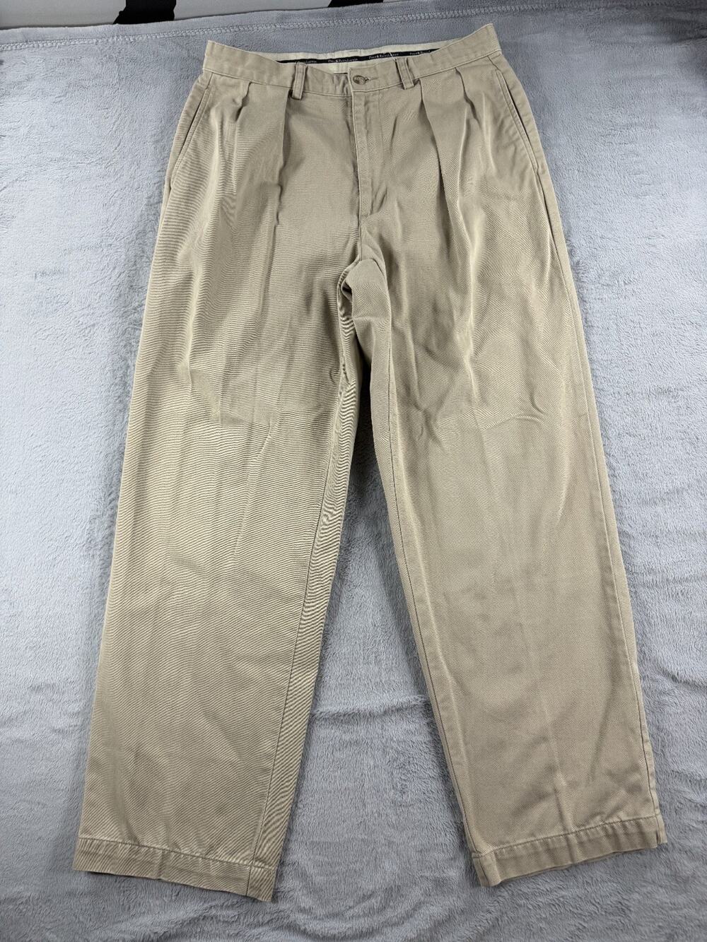 Polo Ralph Lauren Mens Andrew Pant Pleated Chino Pants Khaki Cotton Size 32x29